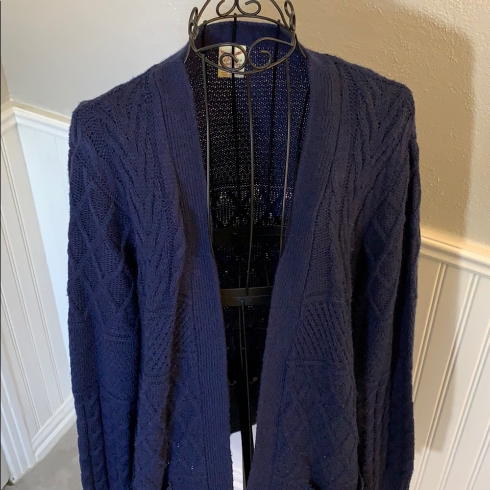 ♥️ Faded Glory Long Navy TexturedCardigan Women’sL